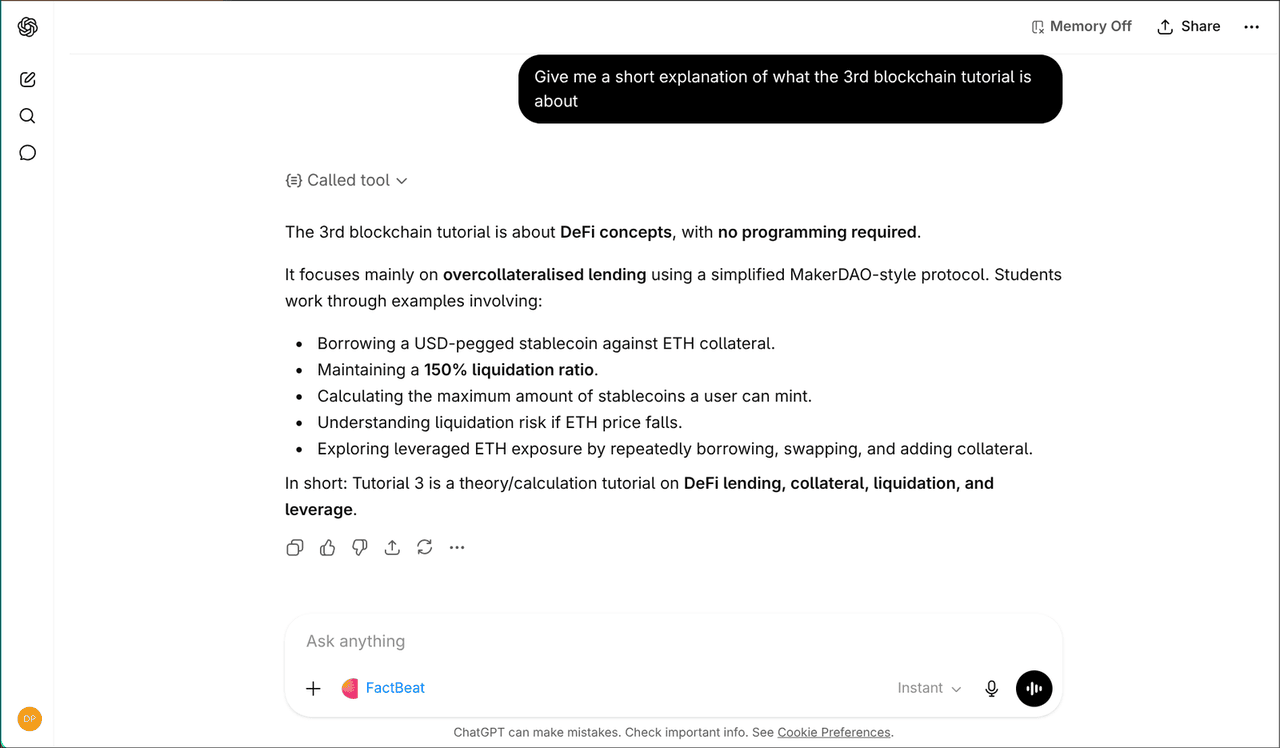 ChatGPT with FactBeat in the message composer
